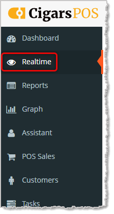 Image showing the main menu of the Cigars POS Admin with the Realtime tool highlighted.