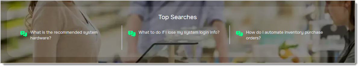 Image showing the Top Searches of the Knowledge Base..
