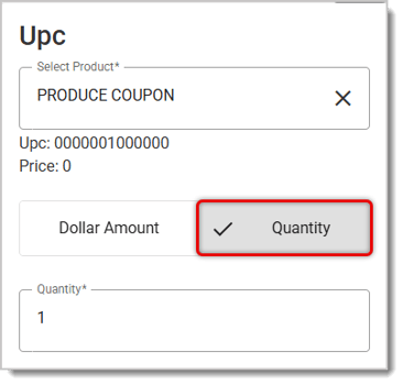 Image of the UPC Trigger menu for configuring automated coupons in the system's Back End..