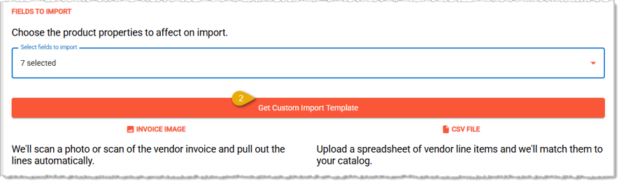Image showing the custom purchase order template download button in the IT Retail system back end.
