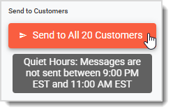 Image showing a notice about 'quiet hours' in the Bulk SMS page of the system's Back End.