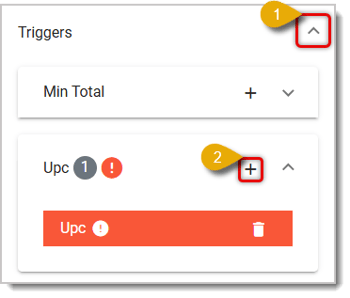 Image of the UPC Trigger menu for Electronic Coupons in the system's Back End..