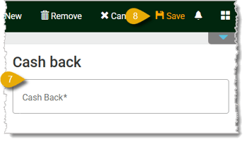 Image of the Cash Back award menu.