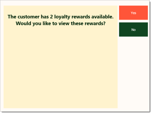 Image of a window asking if the cashier wants to view the customer's available loyalty rewards.