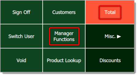 Image of the right-hand panel in the Front End, with Total and Manager Functions highlighted.