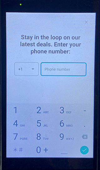 Image showing the Customer Phone Entry screen of the P5 Card Reader for the IT Retail POS.