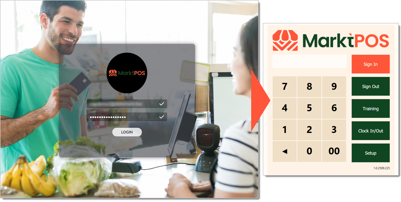Image showing the MarktPOS Front End login screen.