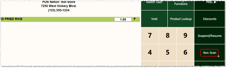 Image highlighting the Non Scan function of the MarktPOS front end screen.