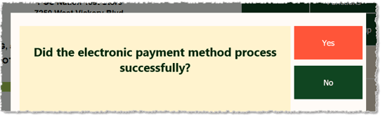 Confirmation message from the Markt POS Front End asking if a non-integrated card payment was successfully processed.