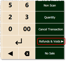 Image highlighting the Refunds & Voids button in the Markt POS front end.