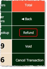 Image showing the Refund button in the Markt POS front end.