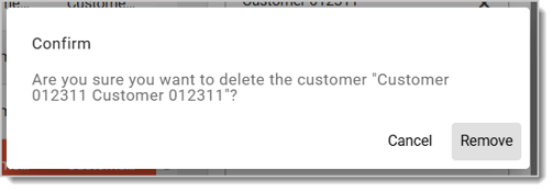 Image of the pop-up window that asks if you're sure you want to delete the customer.