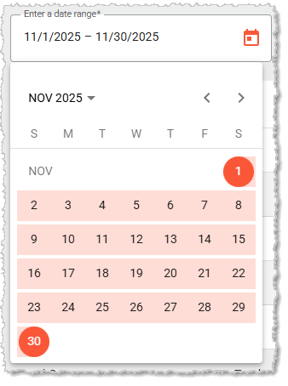 Image showing the date picker for reports in the POS Back End.