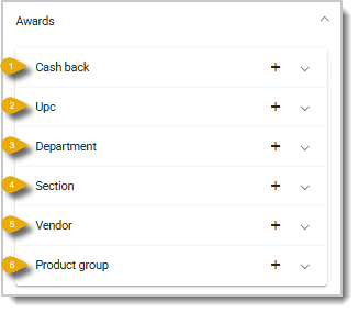 Image of the Awards options for Electronic Coupons in the system's Back End..