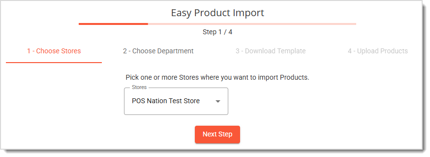 Image showing the Easy Import tool in the Products menu of the system Back End.