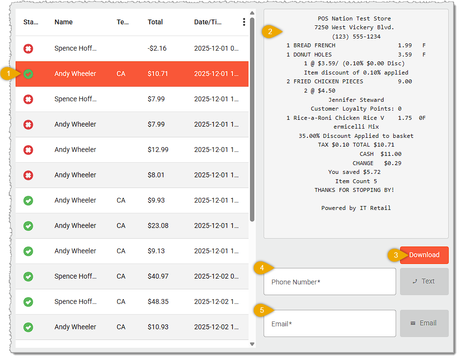 Image showing how to work with transactions in the electronic journal page of the balancing area of the system's back end.