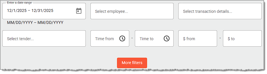 Image showing the primary filters in the electronic journal page of the balancing area of the system's back end.