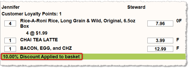 Image showing a discount applied to all order items in the Markt POS Front End.