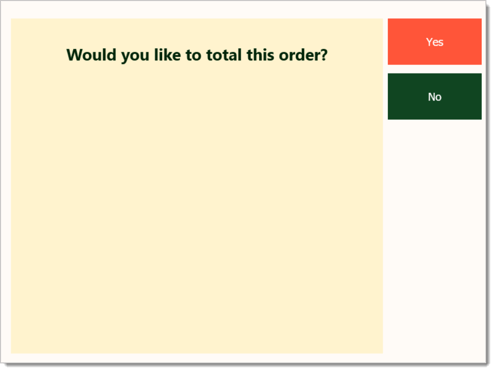 Image of a window asking if you want to total the order.