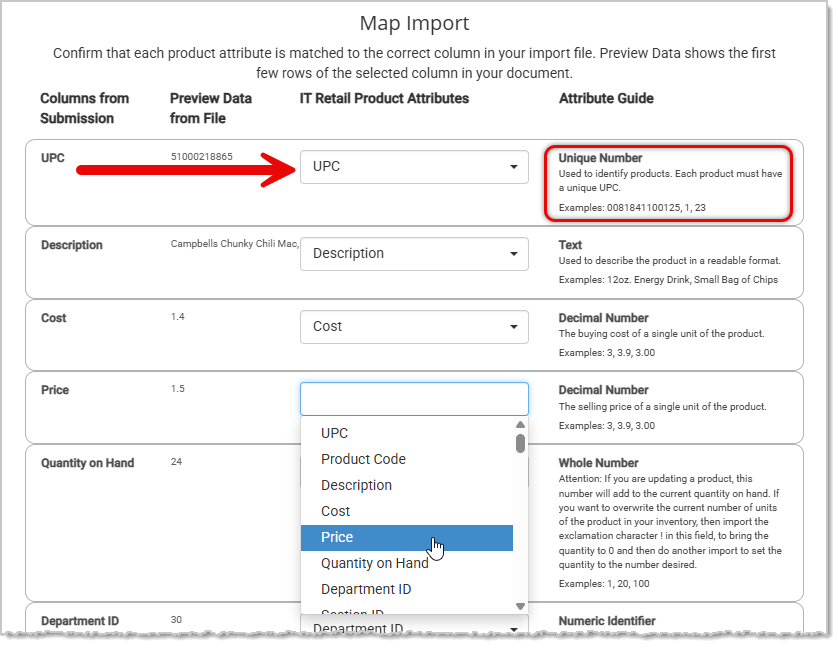 Image showing the Map Import window of the Mass Editor tool in the system's Back End.