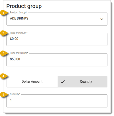 Image of the Product Group Trigger menu.