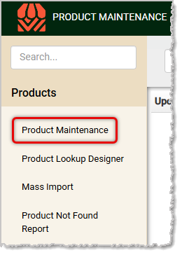 Image showing the Product Maintenance area of the Products menu in the Markt POS Back End.
