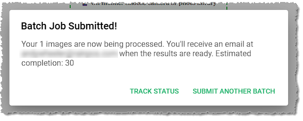 Image showing confirmation that the upload is being processed.