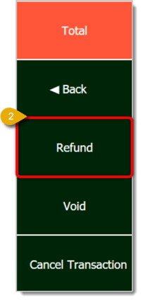 Image highlighting the Refund button in the  Front End.