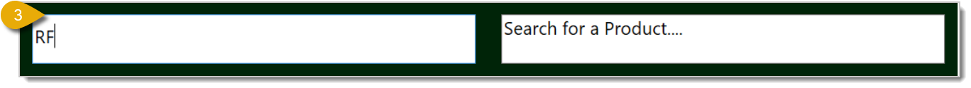 Image of the letters RF displayed in the scan box in the  Front End.