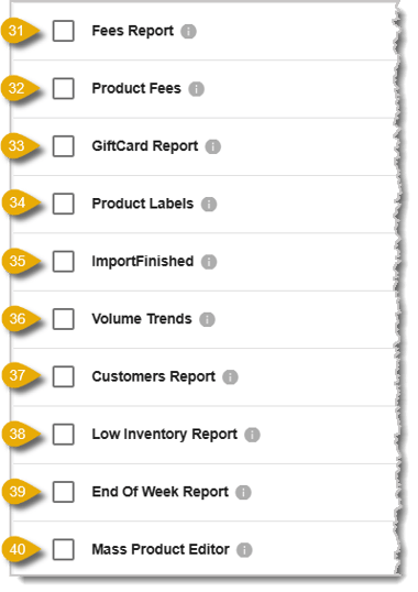 Image of Back End permissions numbers 31-40.
