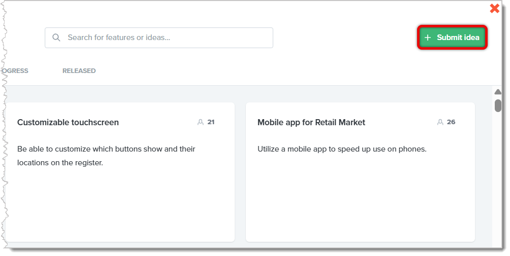 Image highlighting where the "Submit Idea" button is.
