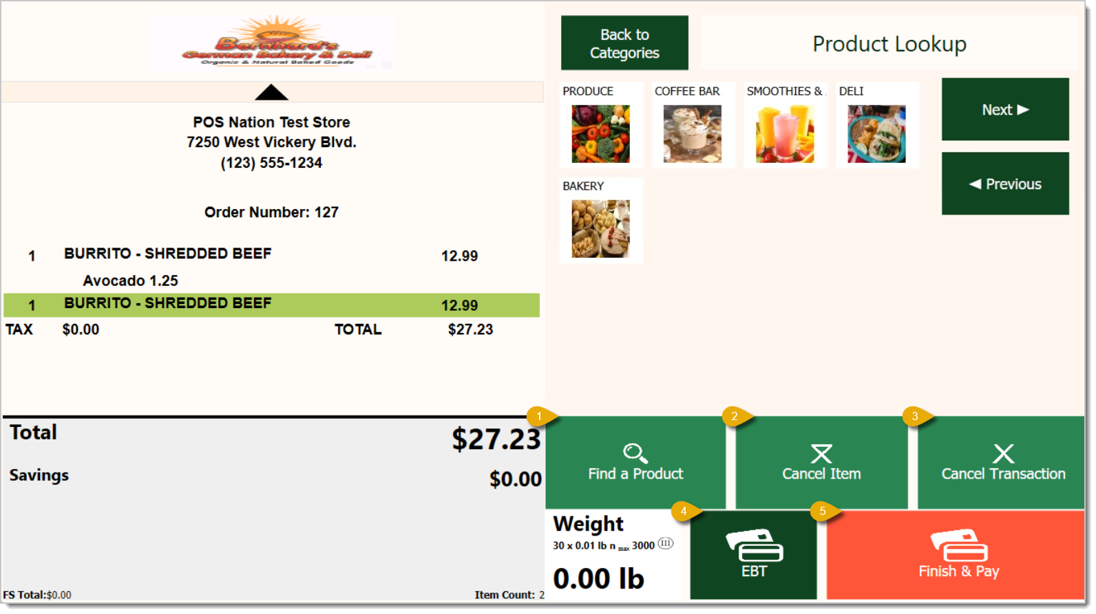 Image of the POS in self checkout mode.