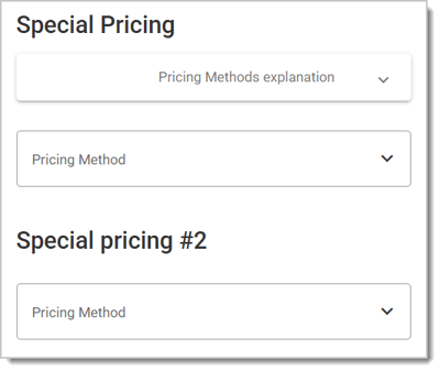 Image showing the Special Pricing selections.