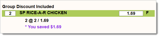 Image showing a product with the Group Threshold Pricing special pricing method in the Front End of the system.