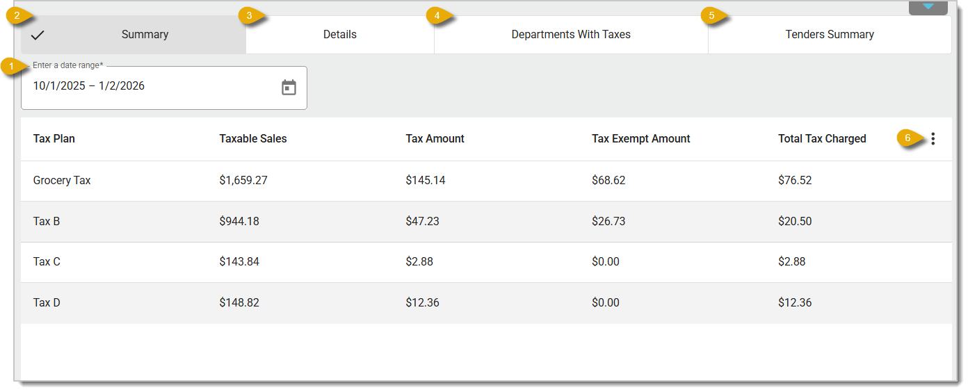 Image of the Sales Tax Report when it's first opened.
