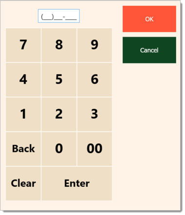 Image of the pinpad for a customer's phone number.