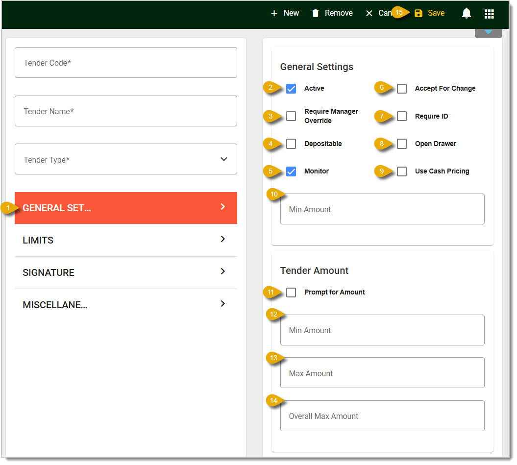 Image of the General Settings tab in the Back End.