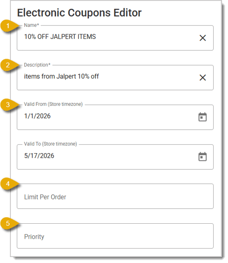 Image of the Electronic Coupons Editor.