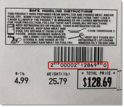 Image of a correct variable weight label.