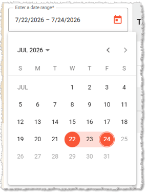 Image showing the date picker from the Workstation Activity Report in the IT Retail system back end.