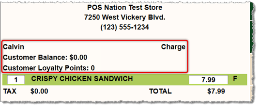 Image showing the use of an in-store charge account in a transaction in the Front End.