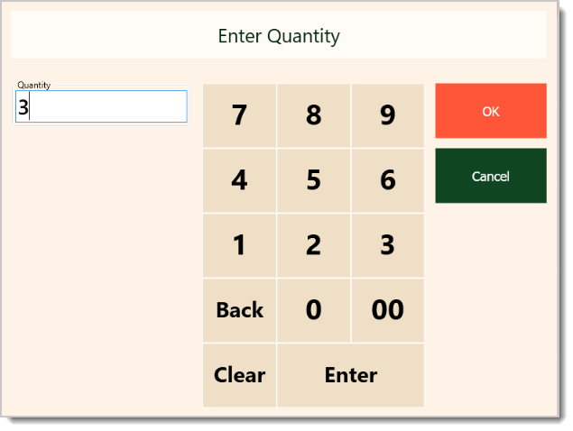 Image showing the manual adjustment of an item's Quantity field in the  system's Front End.